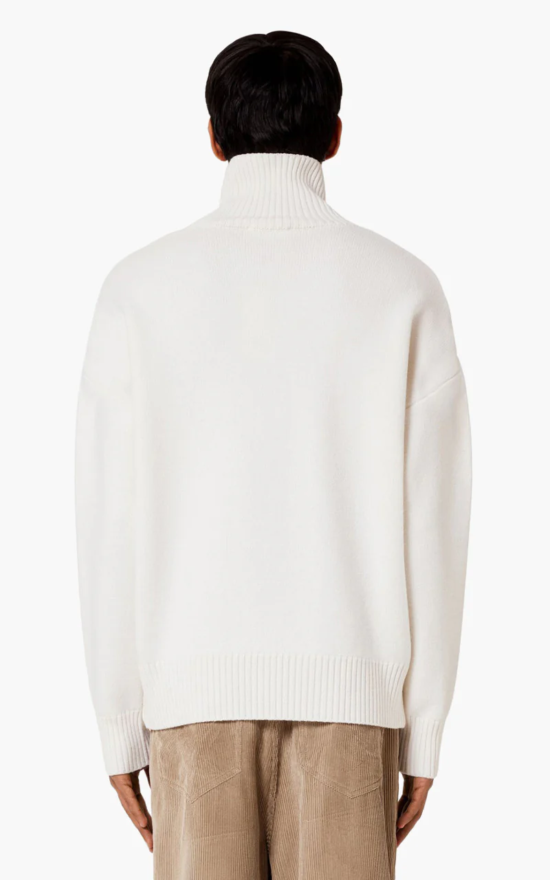 AMI Paris Ami De Coeur Funnel Neck Sweater Off-White/Red - Image 4