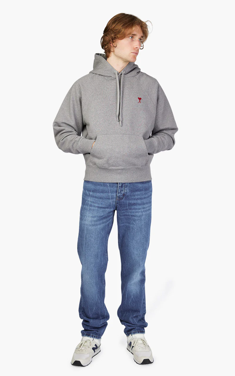 AMI Paris Ami De Coeur Hoodie Heather Grey - Image 2