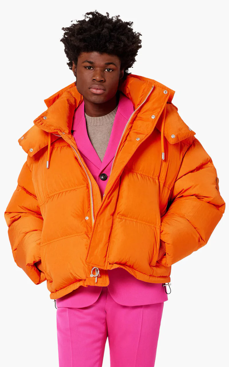 AMI Paris Ami De Coeur Patch Down Jacket Orange - Image 3