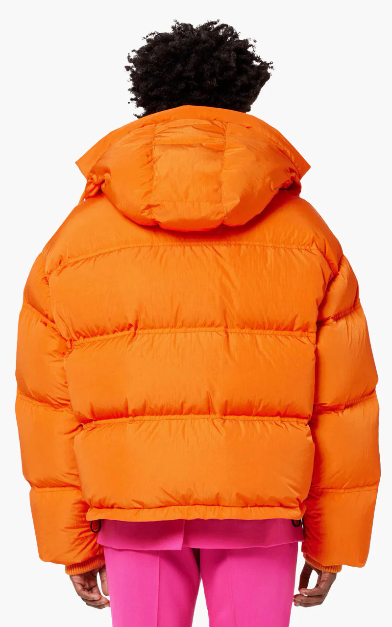 AMI Paris Ami De Coeur Patch Down Jacket Orange - Image 4