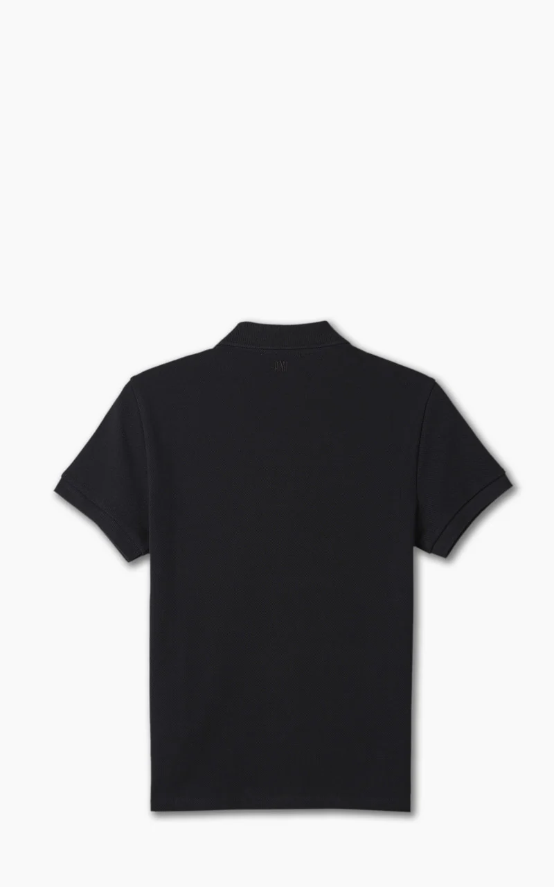AMI Paris Ami De Coeur Polo Shirt Black - Image 3