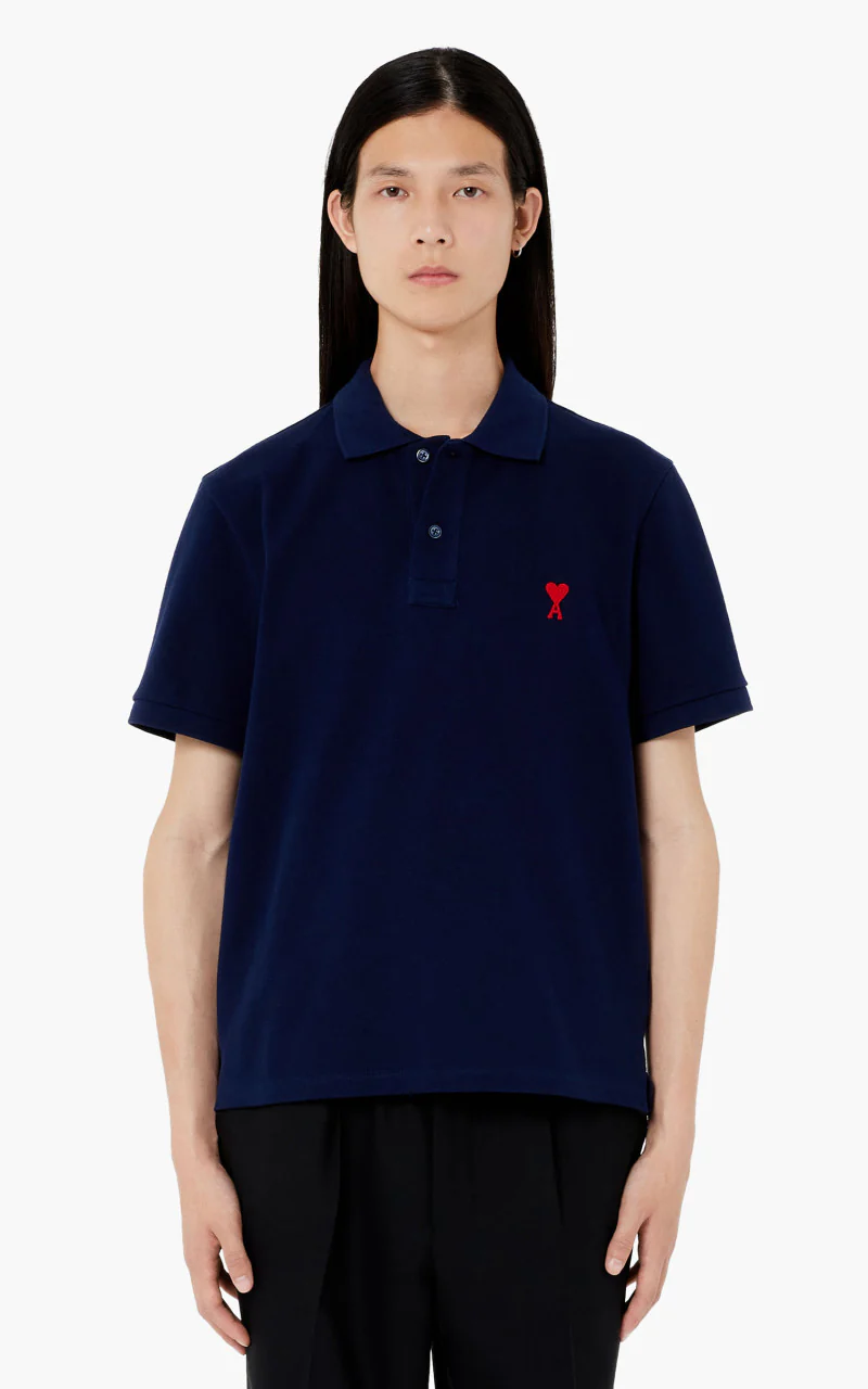 AMI Paris Ami De Coeur Polo Shirt Nautic Blue - Image 2