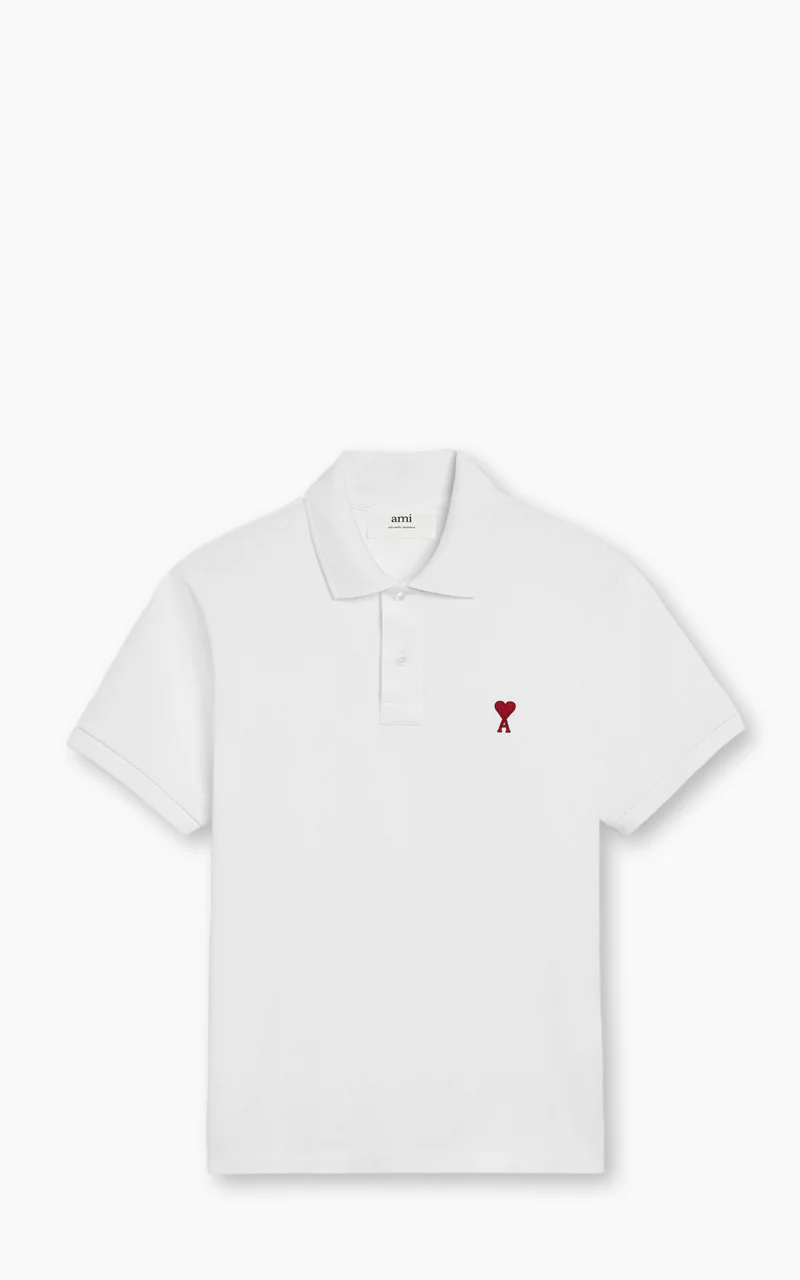 AMI Paris Ami De Coeur Polo Shirt White