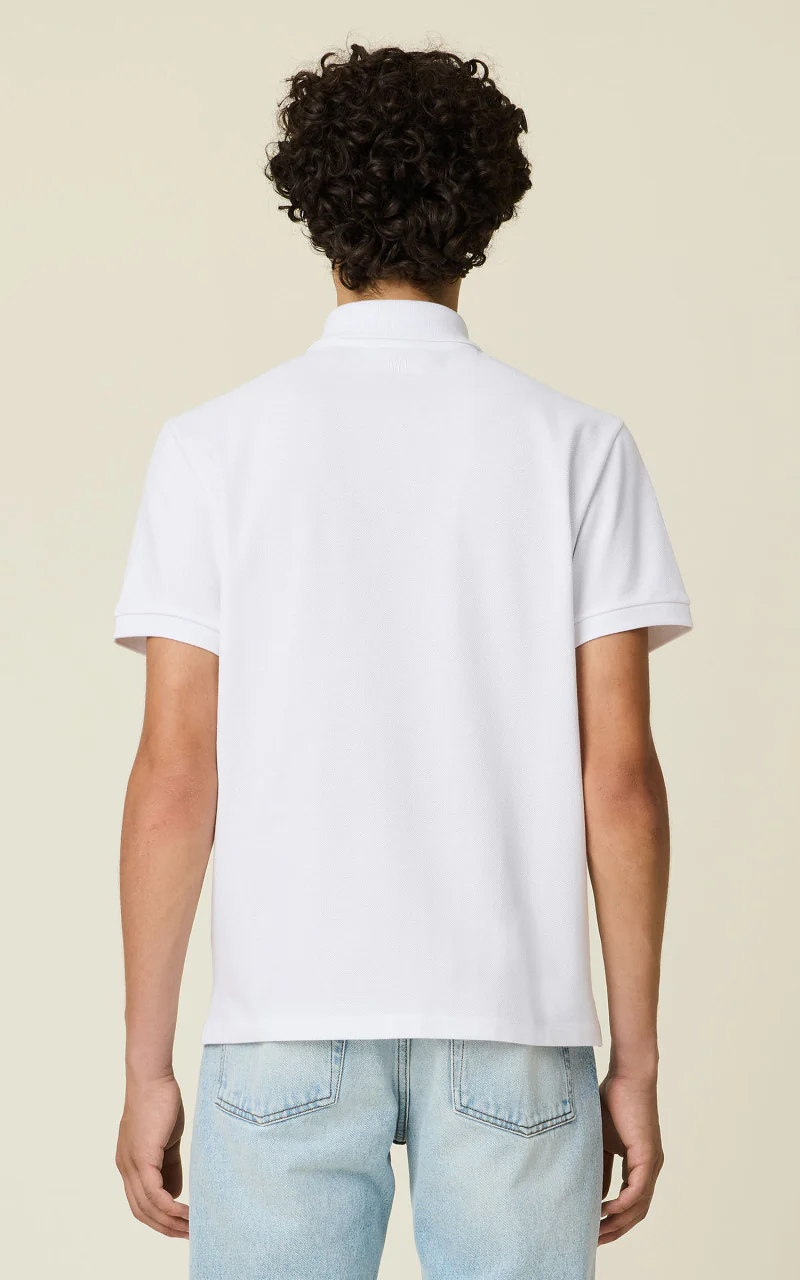 AMI Paris Ami De Coeur Polo Shirt White - Image 7