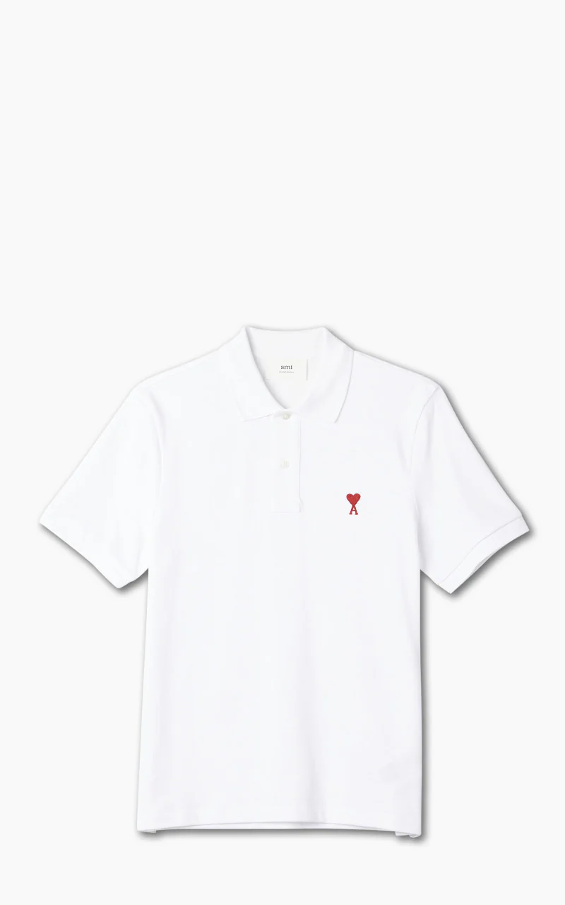 AMI Paris Ami De Coeur Polo Shirt White - Image 8