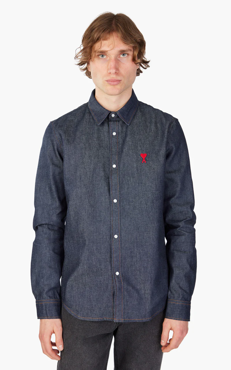 AMI Paris Ami De Coeur Shirt Denim Indigo - Image 2