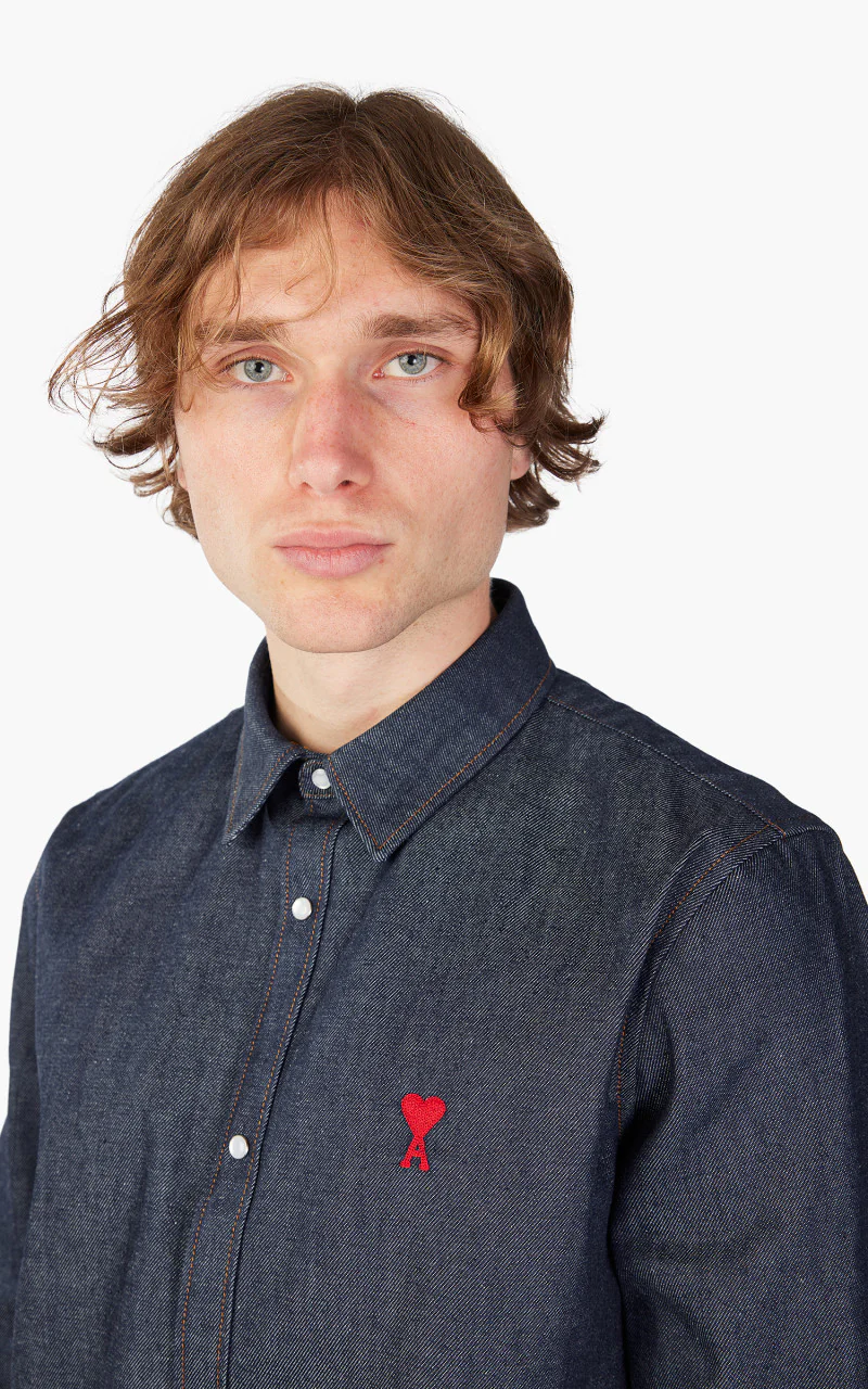 AMI Paris Ami De Coeur Shirt Denim Indigo - Image 4