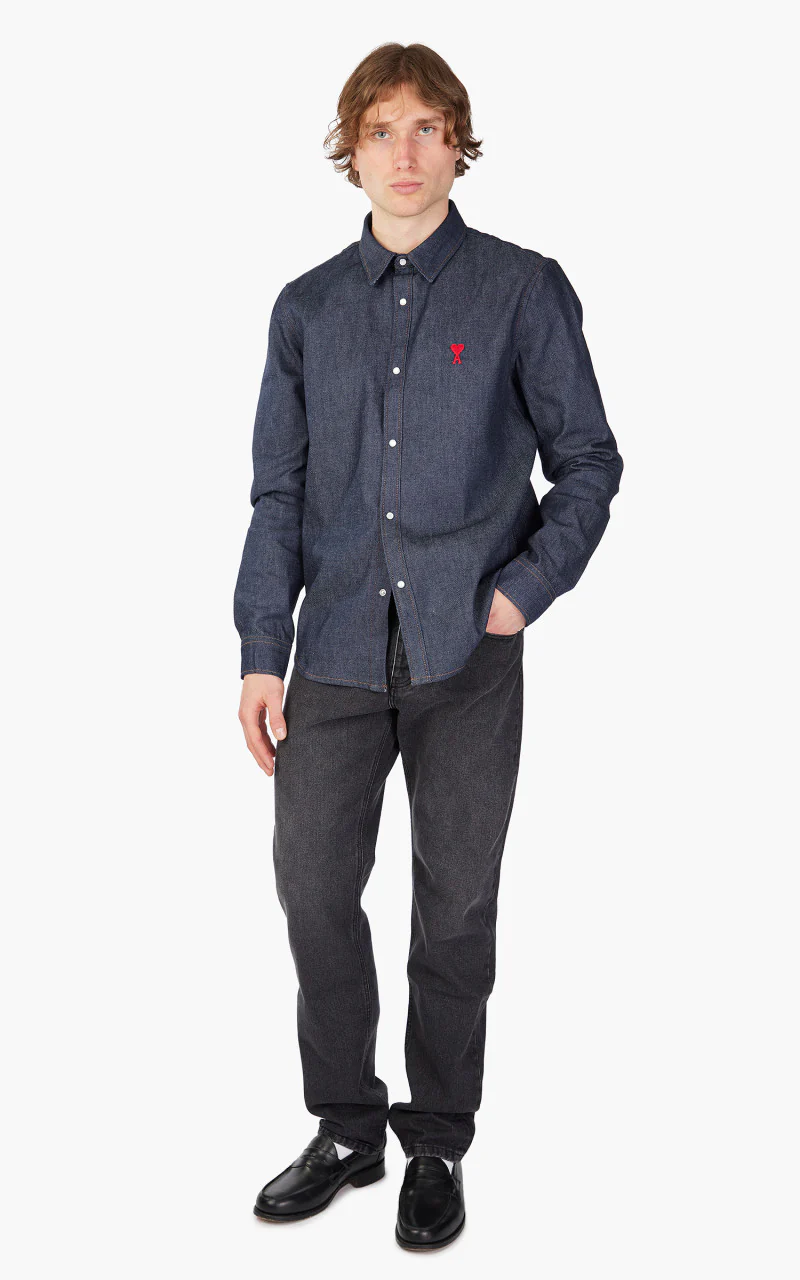 AMI Paris Ami De Coeur Shirt Denim Indigo - Image 5