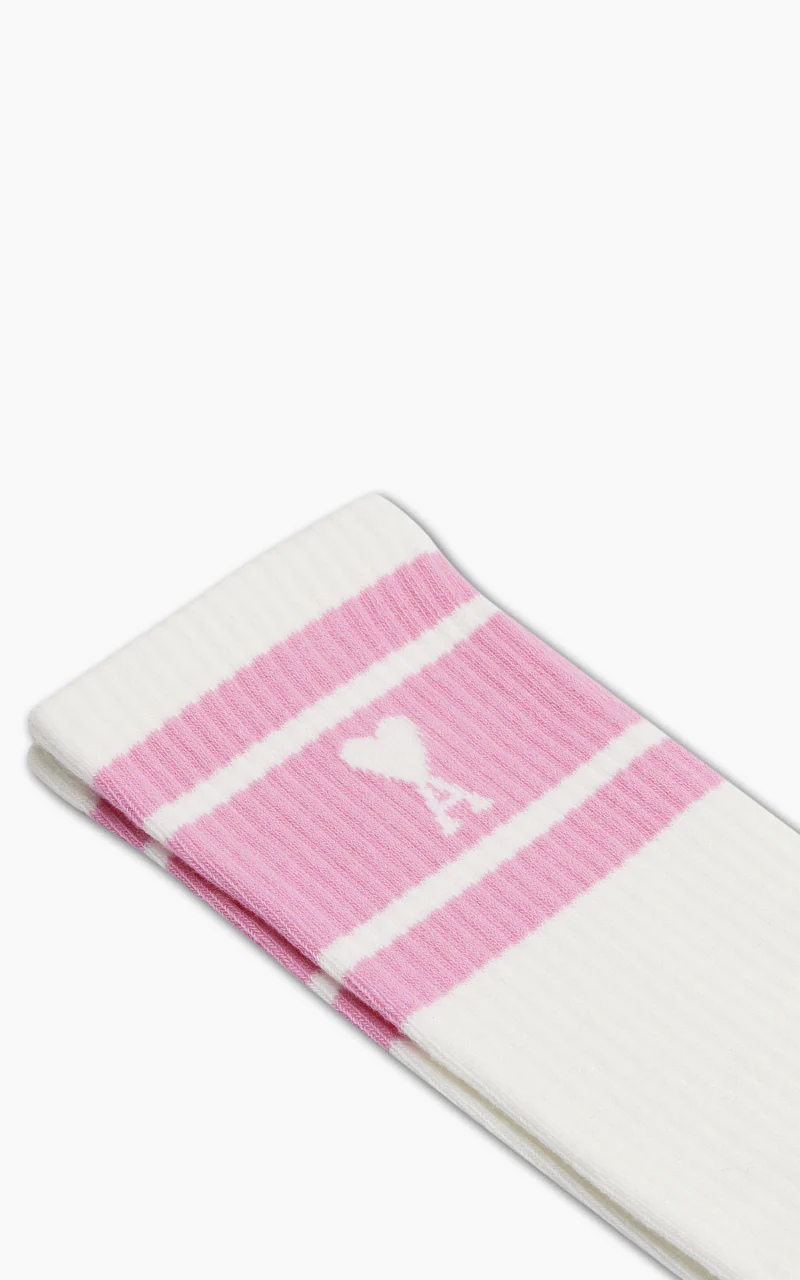 AMI Paris Ami de Coeur Striped Socks Candy Pink - Image 2