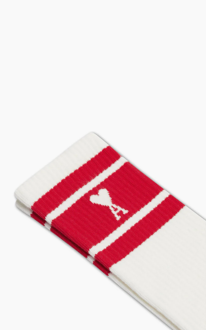 AMI Paris Ami de Coeur Striped Socks Scarlet - Image 2