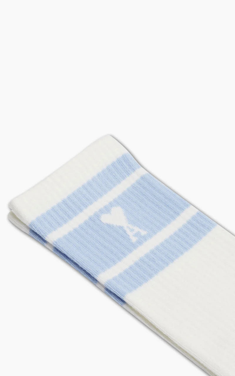 AMI Paris Ami de Coeur Striped Socks Sky Blue - Image 2
