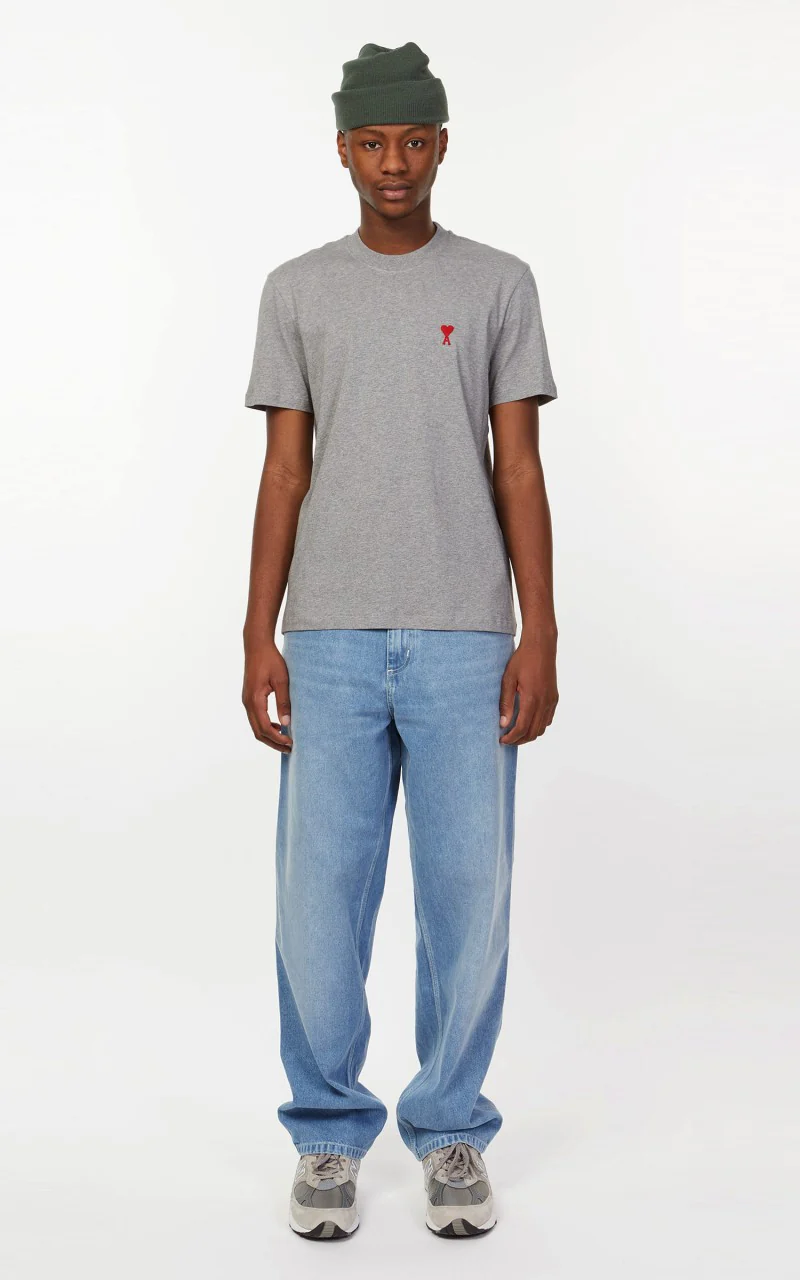 AMI Paris Ami De Coeur T-Shirt Heather Grey - Image 2