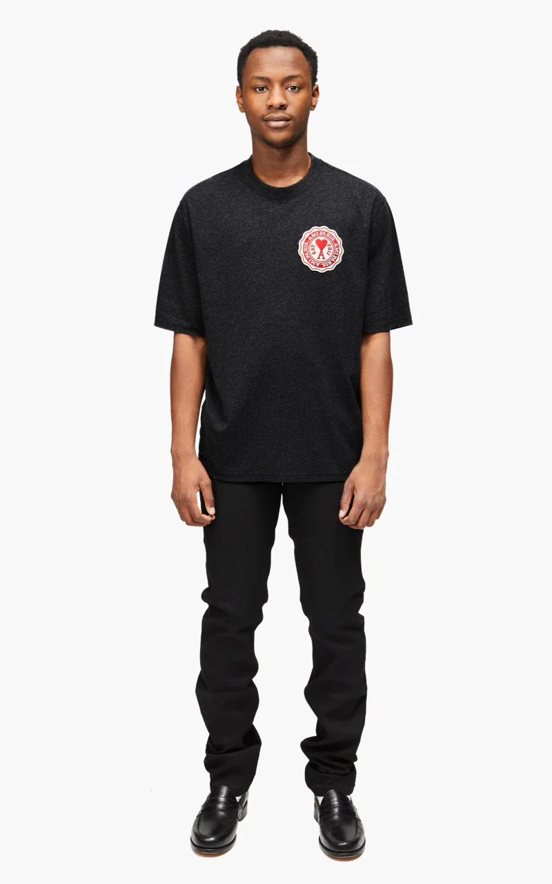 AMI Paris Ami France Patch T-Shirt Anthracite - Image 2