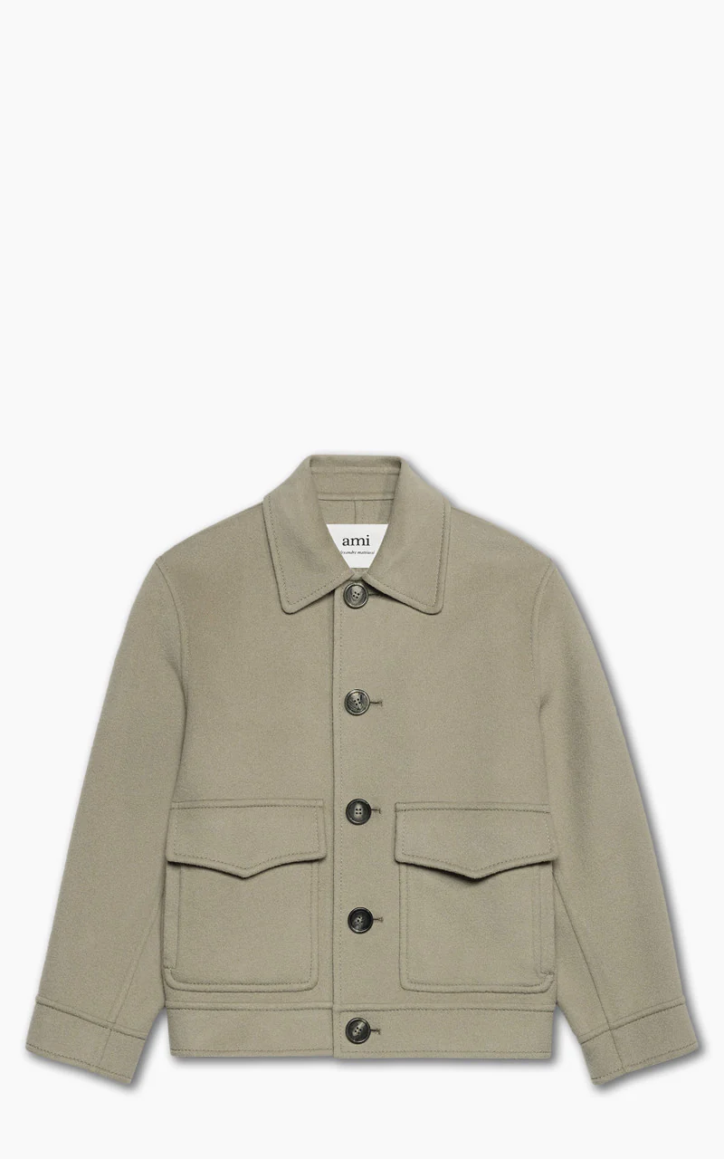 AMI Paris Boxy Fit Double Face Coat Clay