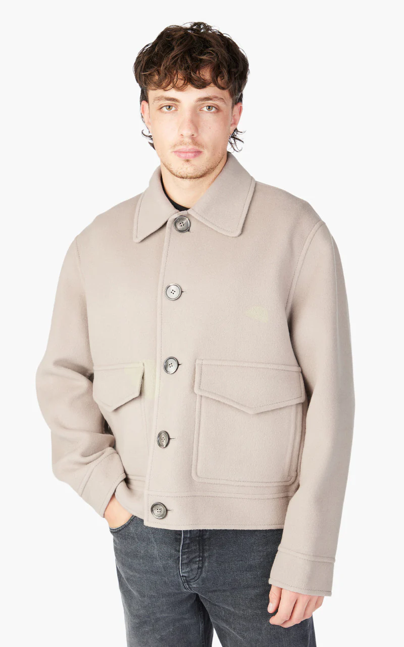 AMI Paris Boxy Fit Double Face Coat Clay - Image 3