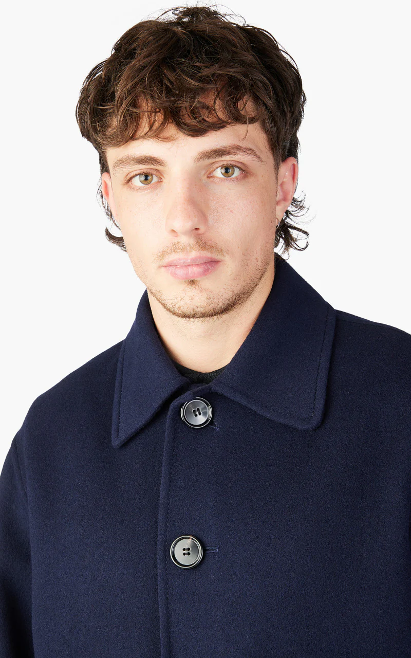 AMI Paris Boxy Fit Double Face Coat Night Blue - Image 5