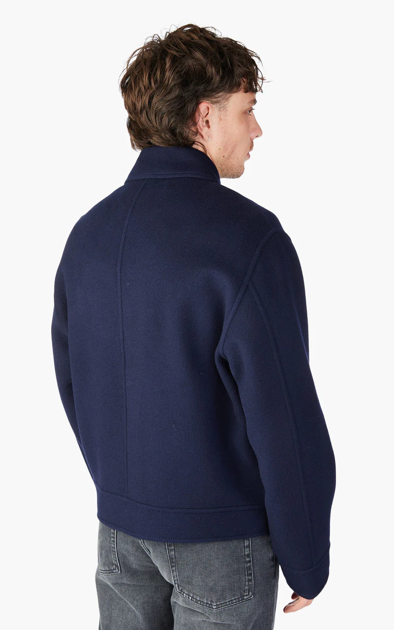 AMI Paris Boxy Fit Double Face Coat Night Blue - Image 7