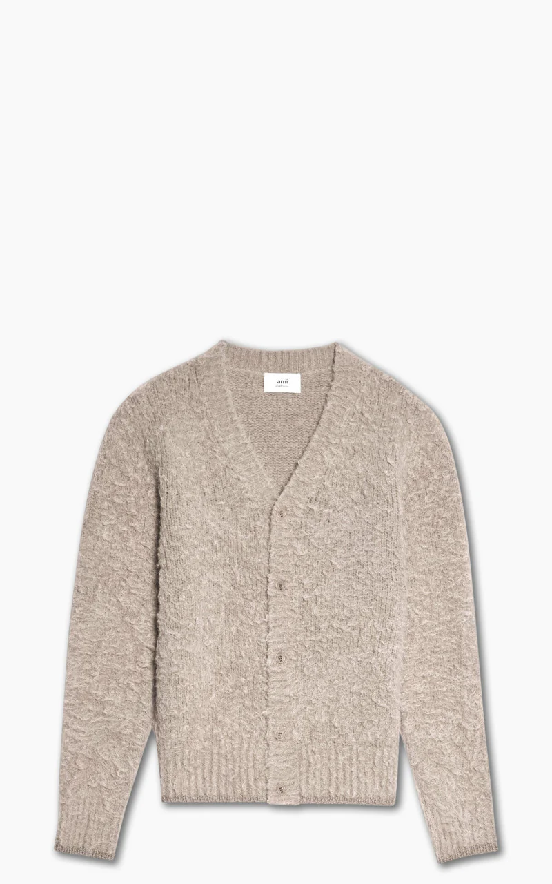 AMI Paris Brushed Cardigan Alpaca Beige