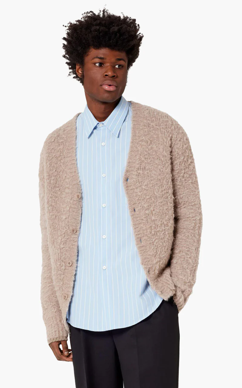 AMI Paris Brushed Cardigan Alpaca Beige - Image 2