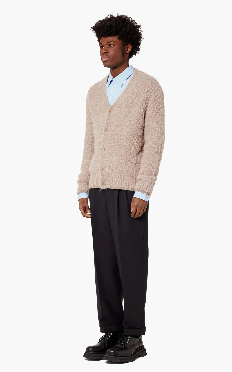 AMI Paris Brushed Cardigan Alpaca Beige - Image 4