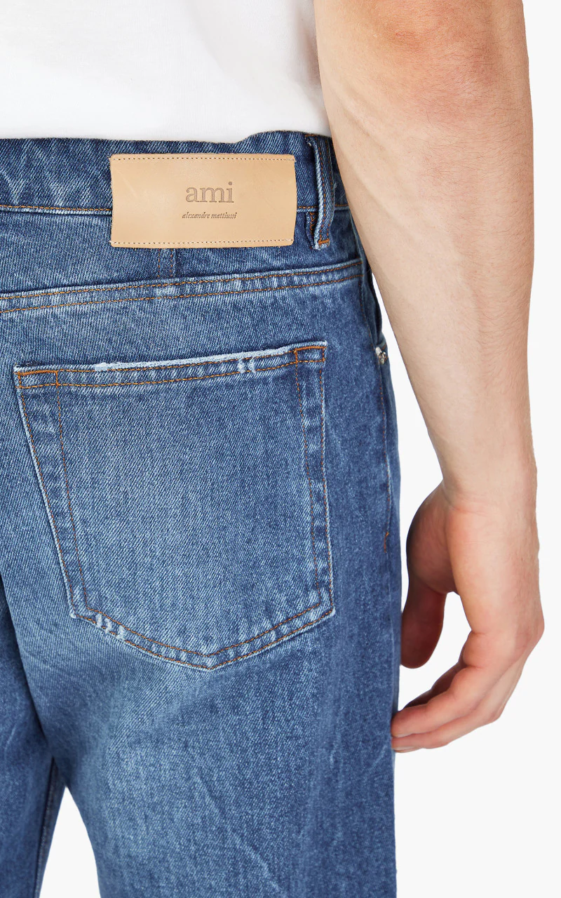 AMI Paris Classic Fit Jeans Used Blue - Image 7