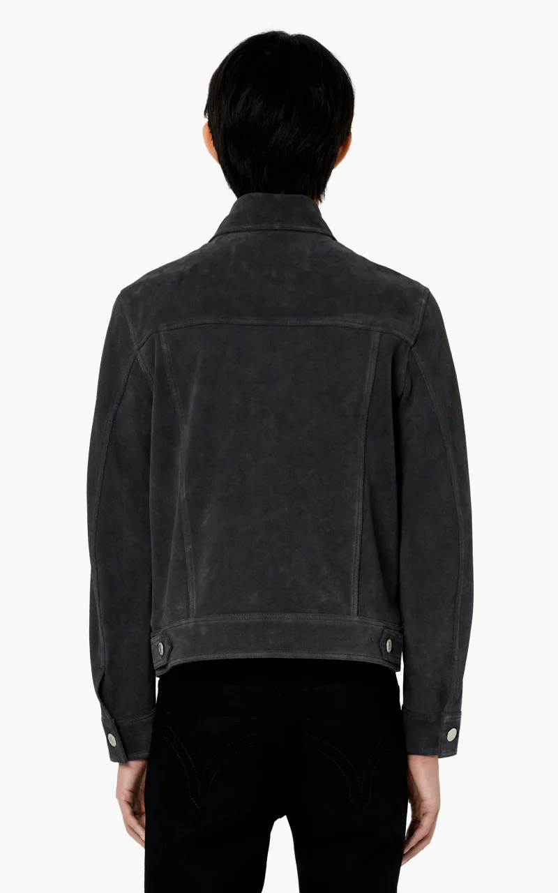 AMI Paris Leather Worker Jacket Stone Grey - Image 2