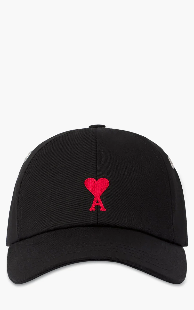 AMI Paris Red ADC Embroidery Cap Black - Image 2