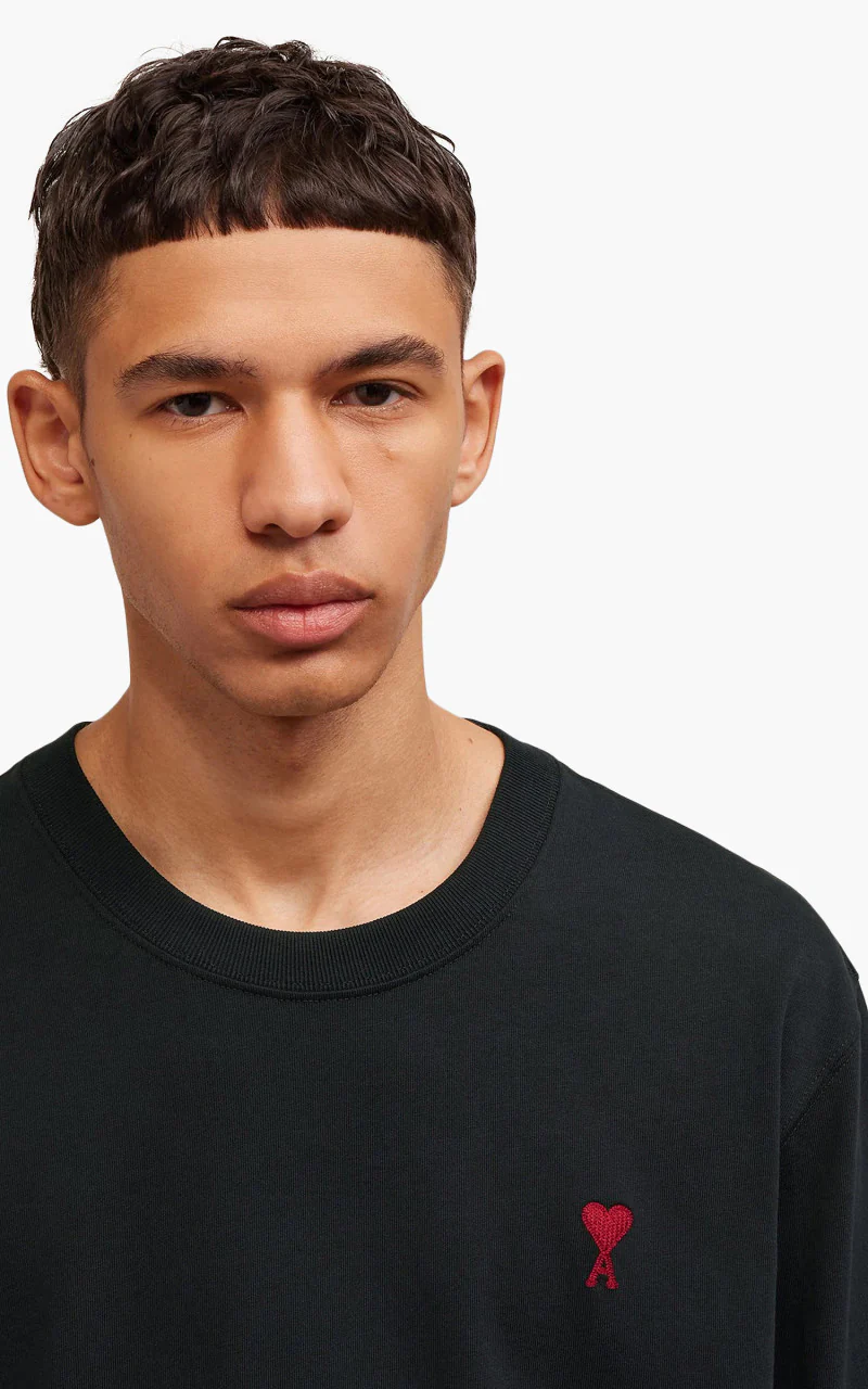 AMI Paris Red Ami De Coeur Boxy Fit T-Shirt Black - Image 5