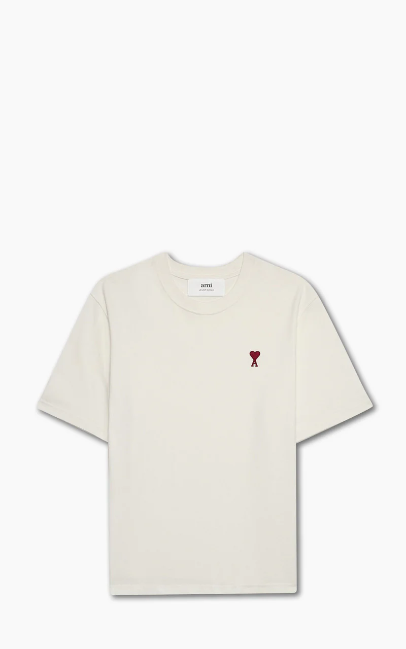 AMI Paris Red Ami De Coeur Boxy Fit T-Shirt White