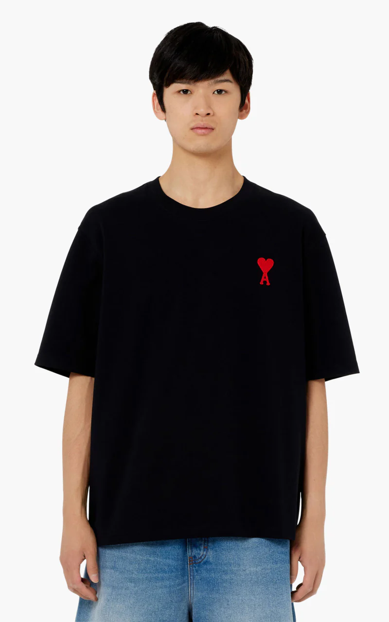 AMI Paris Tonal Ami De Coeur T-Shirt Black/Red - Image 2
