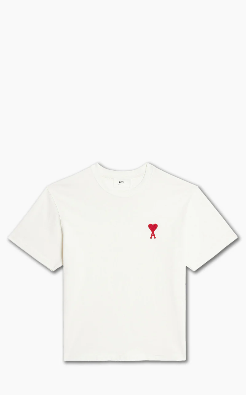 AMI Paris Tonal Ami De Coeur T-Shirt Natural White/Red