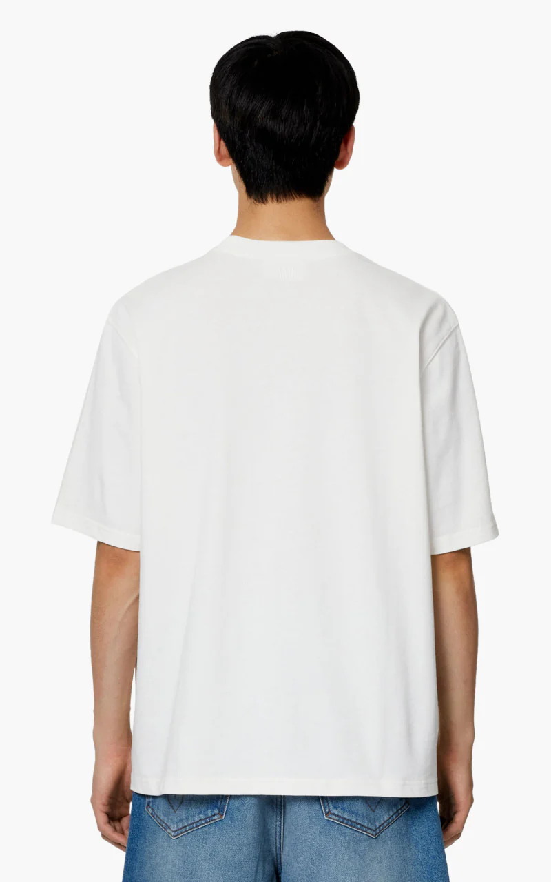 AMI Paris Tonal Ami De Coeur T-Shirt Natural White/Red - Image 3