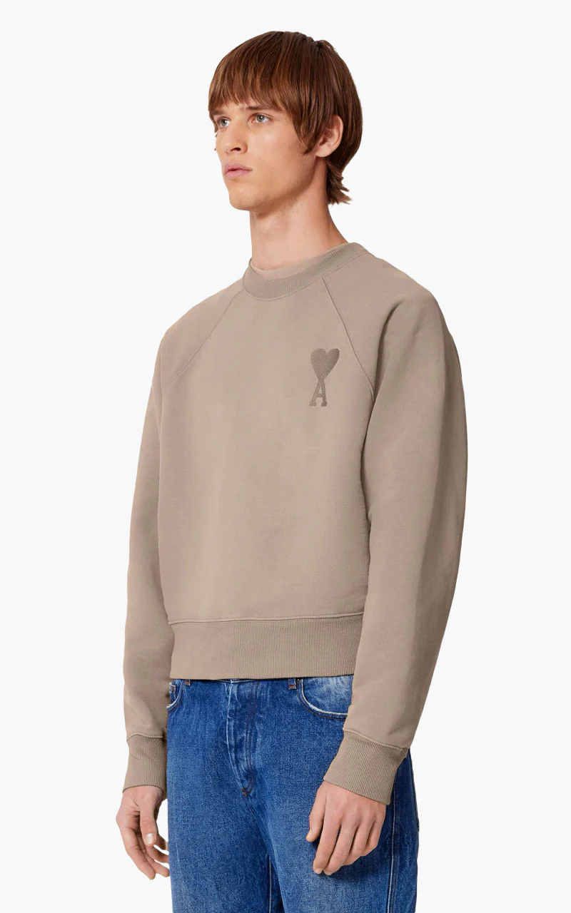 AMI Paris Tonal Big ADC Sweatshirt Dark Beige - Image 2