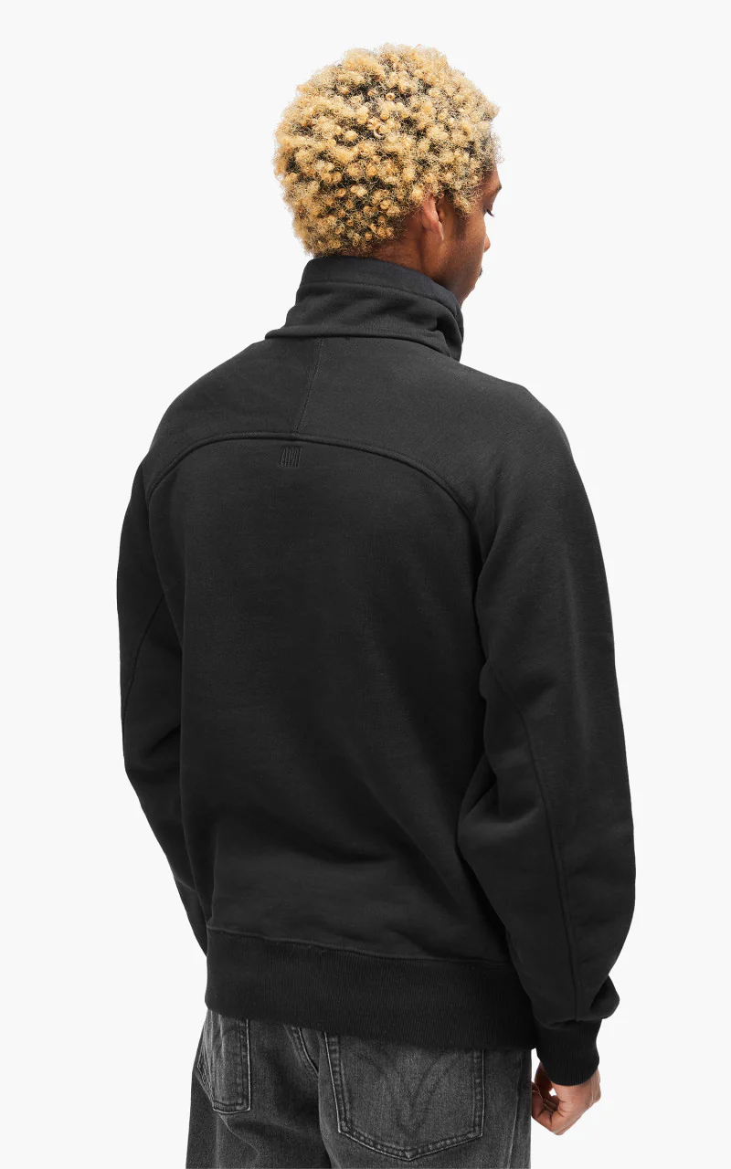 AMI Paris Tonal Big Ami De Coeur Zip Sweat Black - Image 7