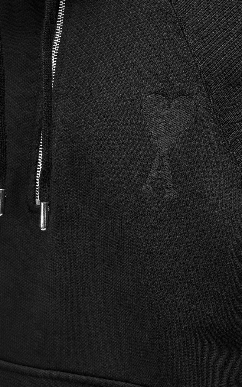 AMI Paris Tonal Big Ami De Coeur Zip Sweat Black - Image 8