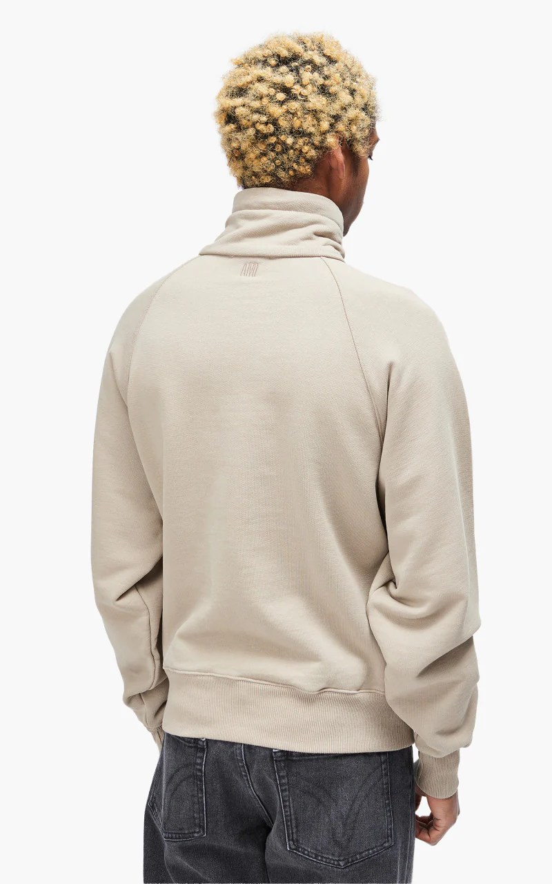 AMI Paris Tonal Big Ami De Coeur Zip Sweat Dark Beige - Image 7