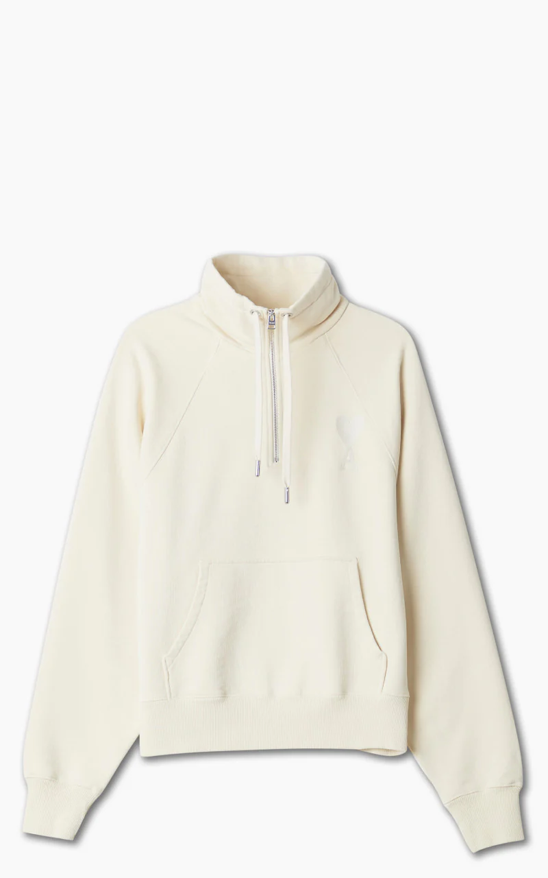 AMI Paris Tonal Big Ami De Coeur Zip Sweat Off-White