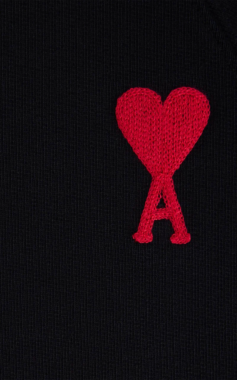 AMI Paris Tonal Zipped ADC Hoodie Black/Red - Image 3