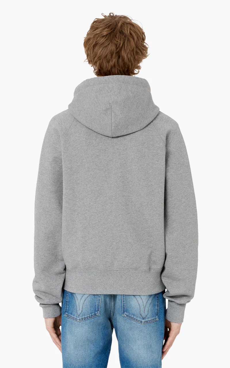 AMI Paris Tonal Zipped ADC Hoodie Heather Grey/Red - Image 4