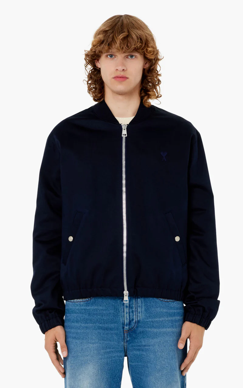 AMI Paris Zipped Bomber Jacket Nautic Blue - Image 2