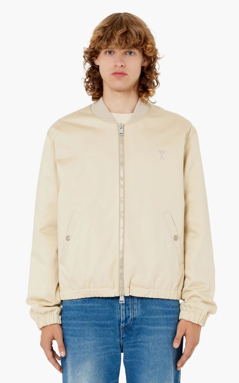 AMI Paris Zipped Bomber Jacket Vanilla - Image 2