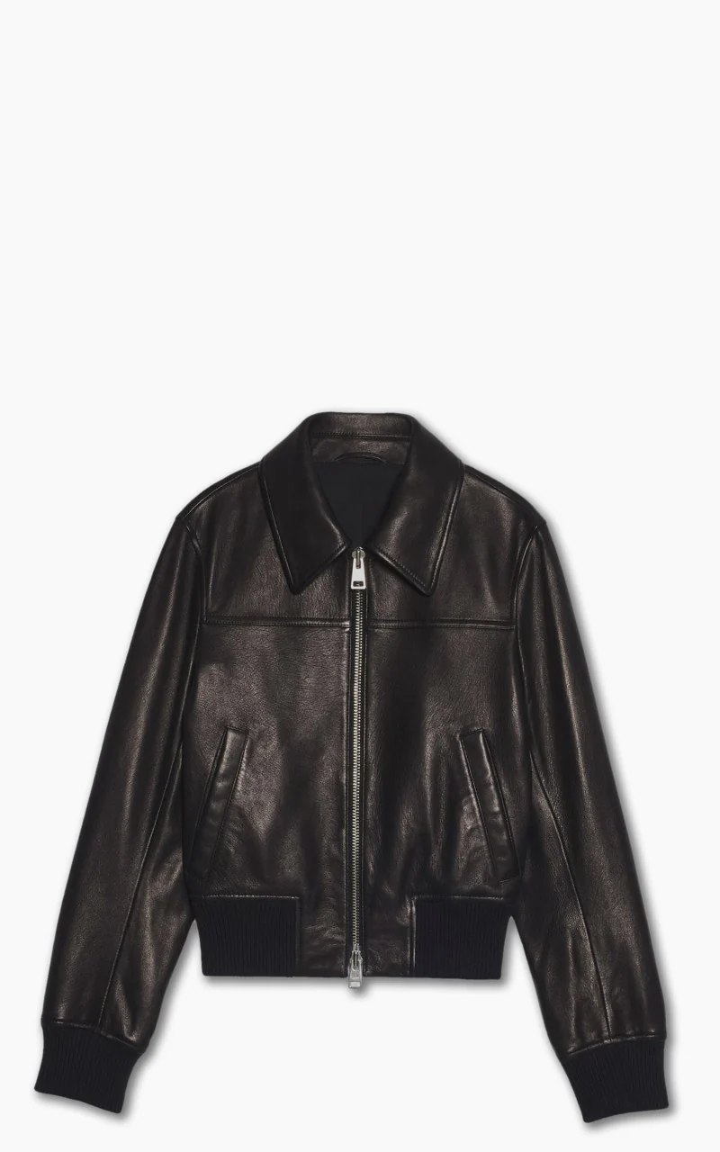 AMI Paris Zipped Leather Jacket Black - Image 5