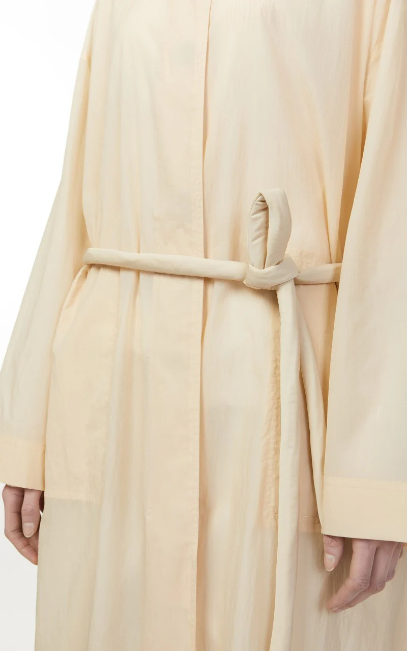 Amomento Sheer Single Trench Coat Light Beige - Image 11