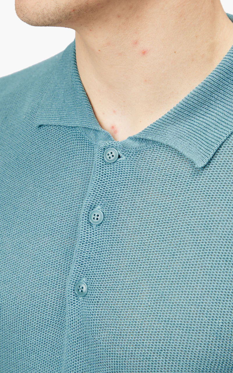 A.P.C. Fred Polo Shirt Greyish Blue - Image 4