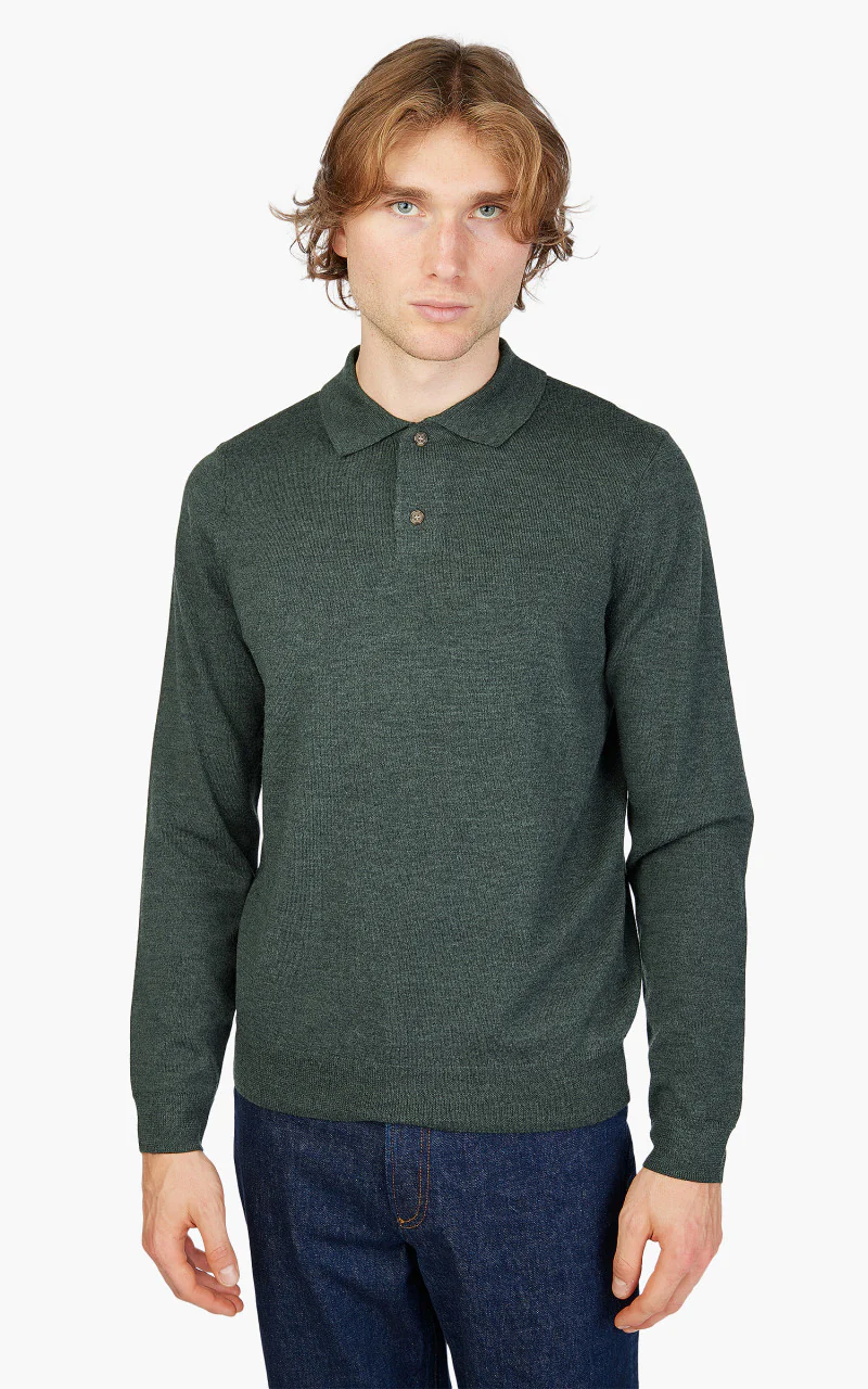 A.P.C. Jerry Polo Shirt Heather Green - Image 4