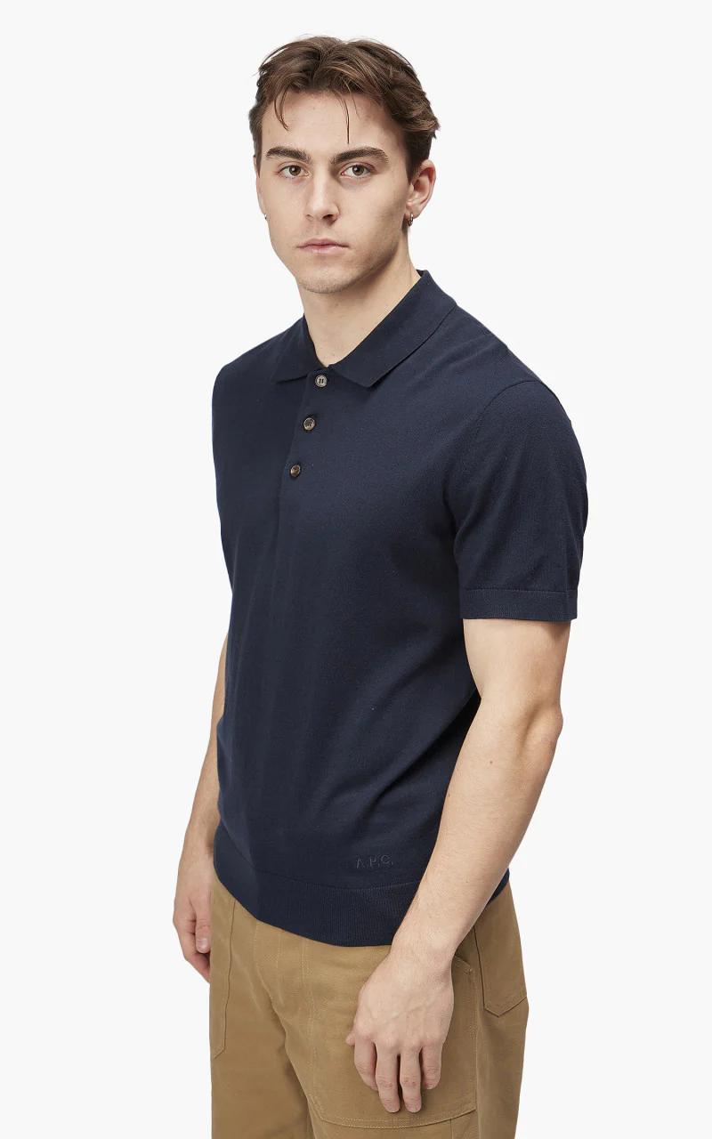 A.P.C. New Gregoire Polo Shirt Dark Navy - Image 3