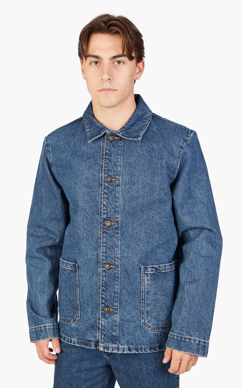 A.P.C. Veste Kerlouan Logo Denim Stonewashed Indigo - Image 4