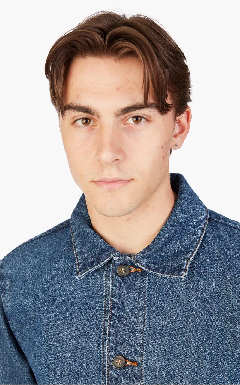 A.P.C. Veste Kerlouan Logo Denim Stonewashed Indigo - Image 5