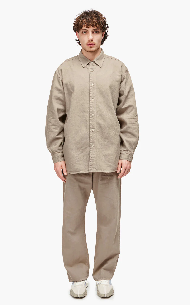 Auralee Botanical Dyed Selvedge Denim Shirt Blouson Natural Brown - Image 2