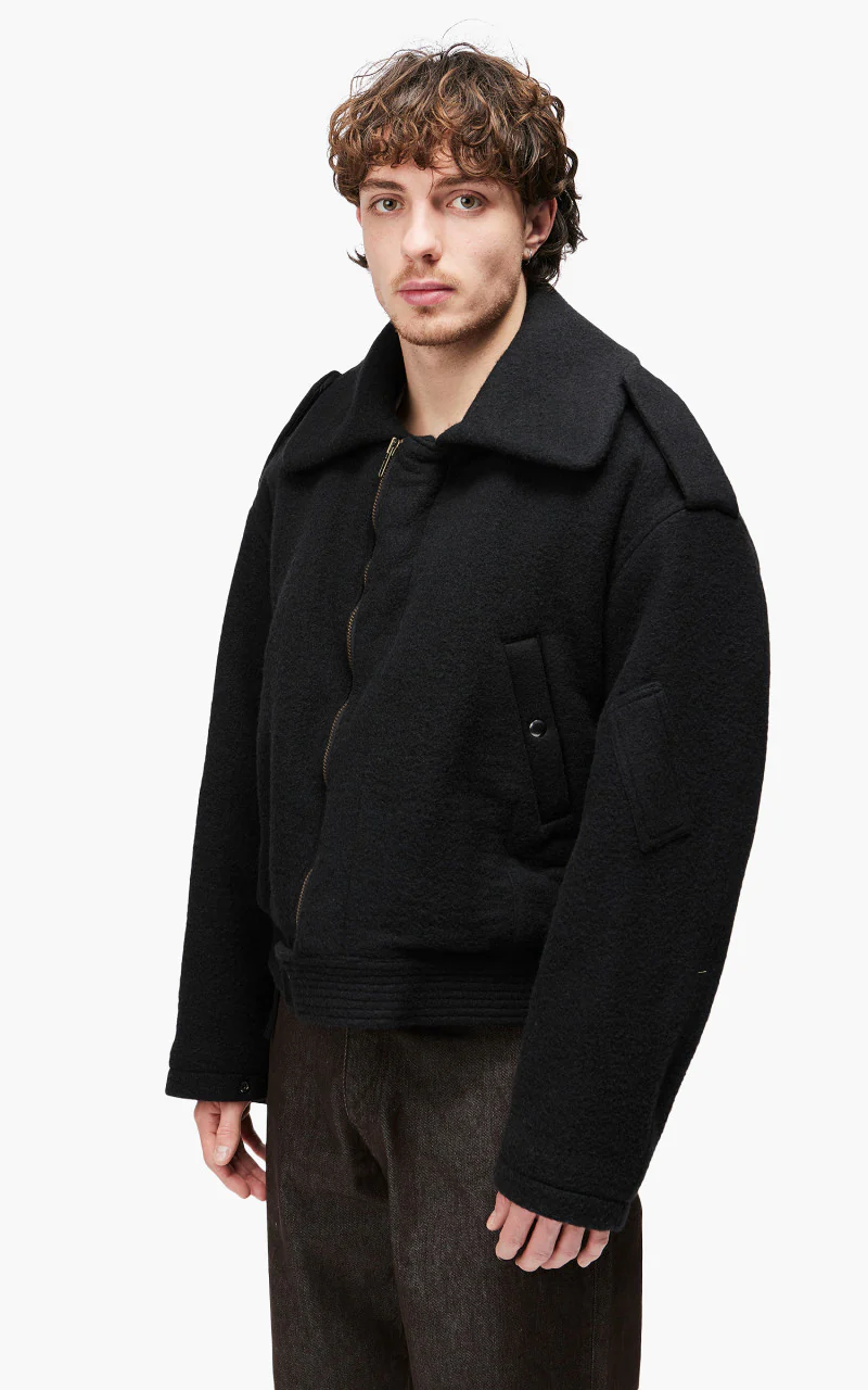 Auralee Brushed Baby Camel Melton Blouson Black - Image 3
